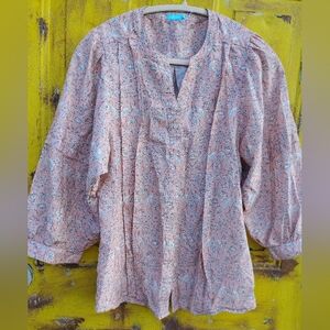 J. McLaughlin Pink Floral Blouse